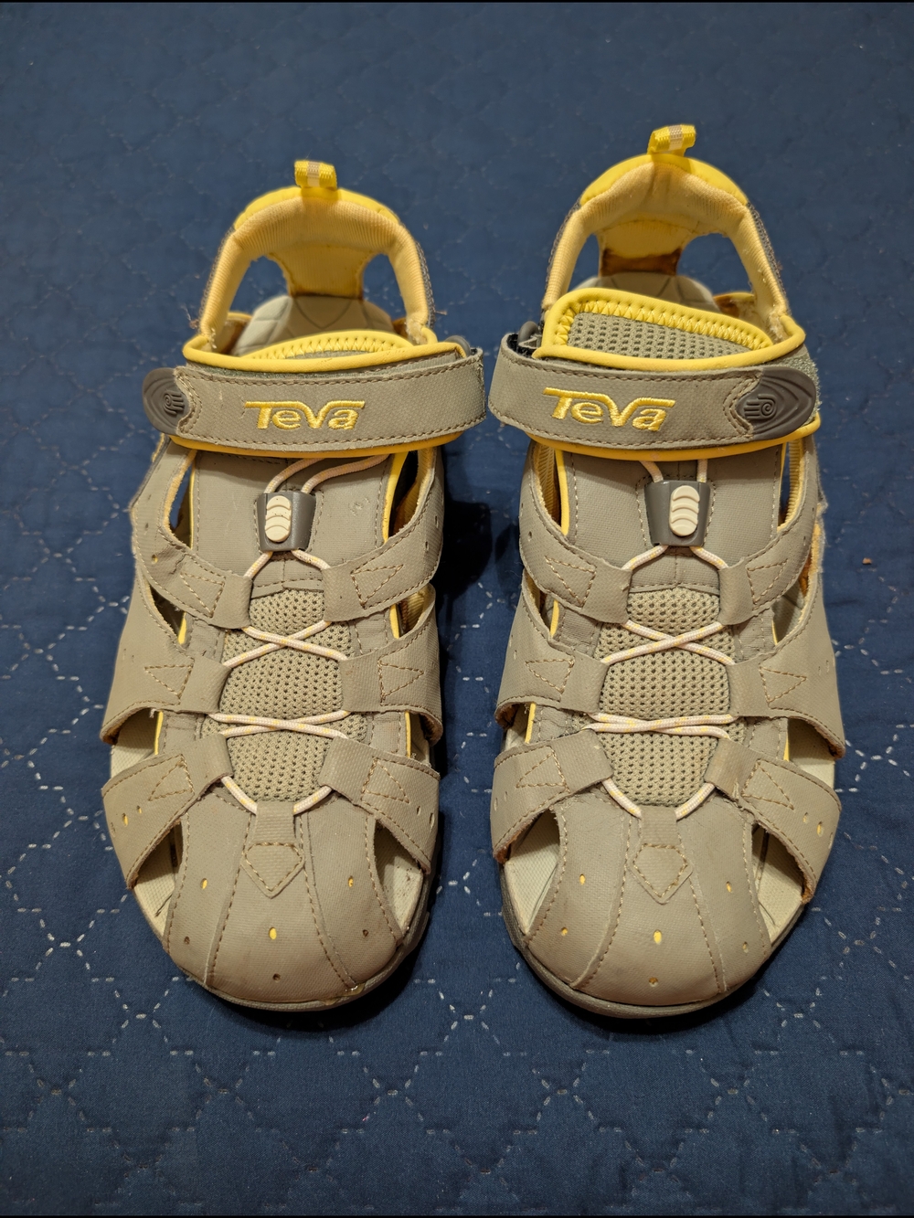 Teva Closed-Toe Outdoor Sandals in Gray and Yellow
